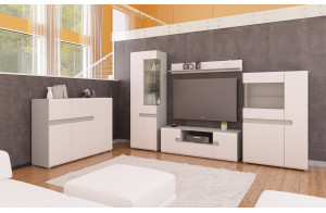 Модульная мебель для гостиной Леонардо белый глянец композиция